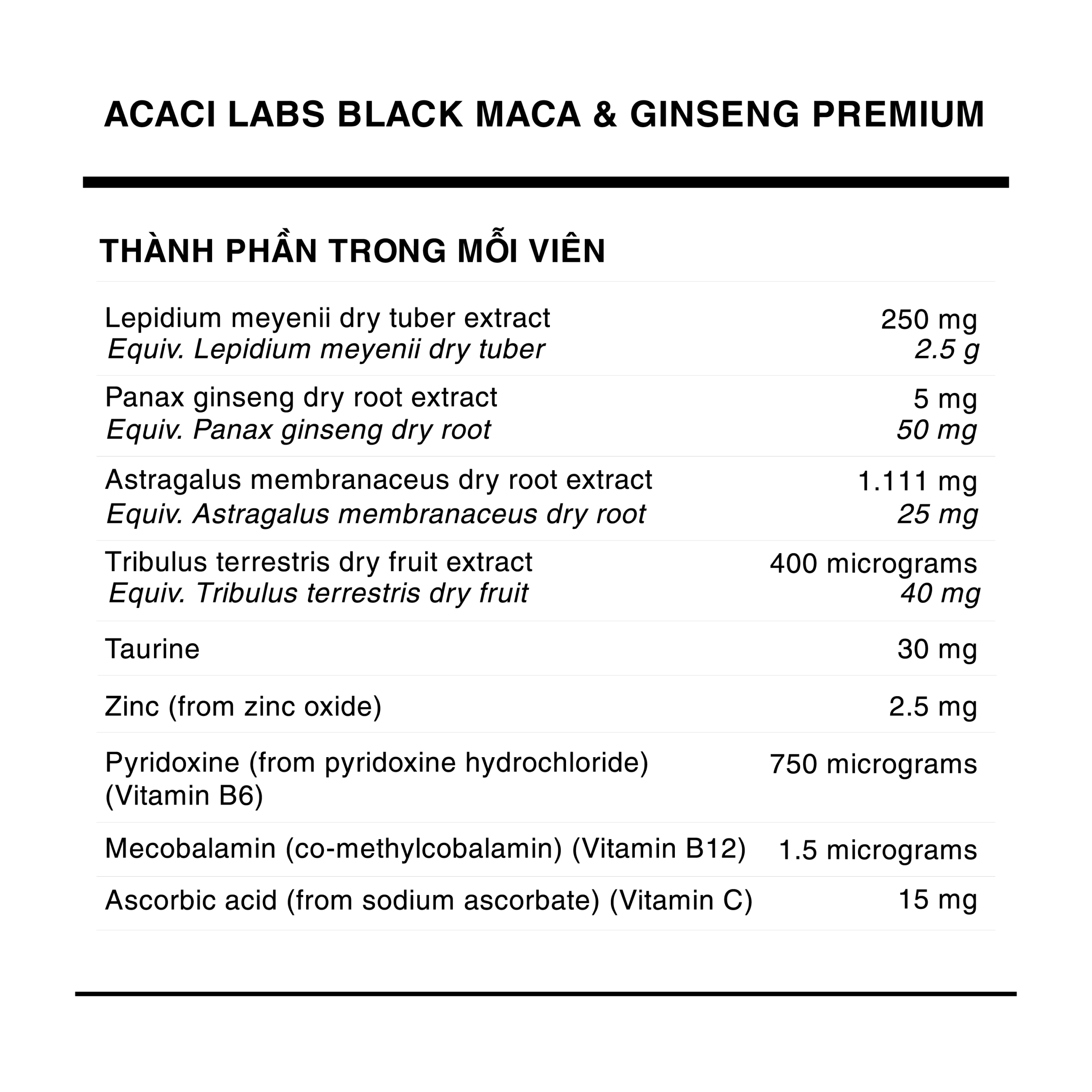 Black Maca & Ginseng Premium – Hỗ trợ tăng cường sinh lý nam – Hộp 30 viên